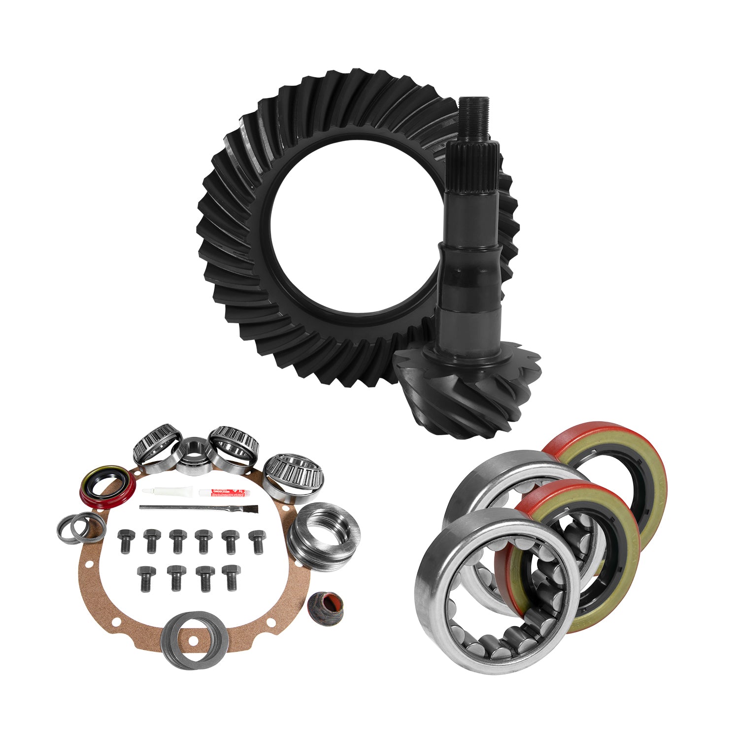 Yukon Gear and Axle YGK2043 - 8.8" Ford 3.27 Rear Ring & Pinion, Install Kit, 2.53" OD Axle Bearings & Seals 8