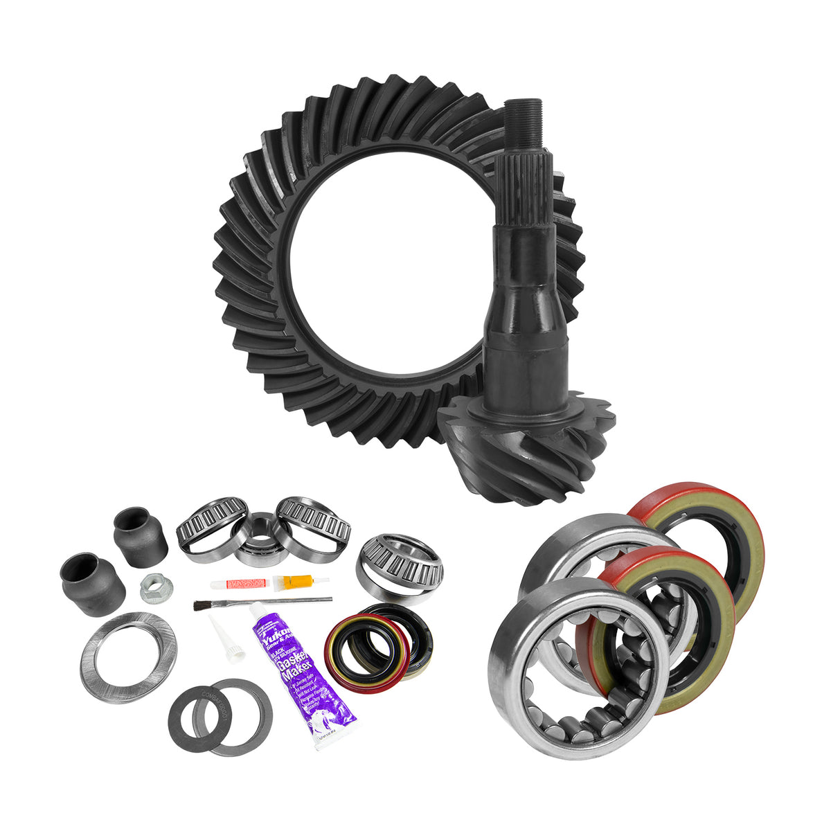 Yukon Gear and Axle YGK2090 - 9.75" Ford 4.11 Rear Ring & Pinion, Install Kit, 2.53" OD Axle Bearings & Seal
