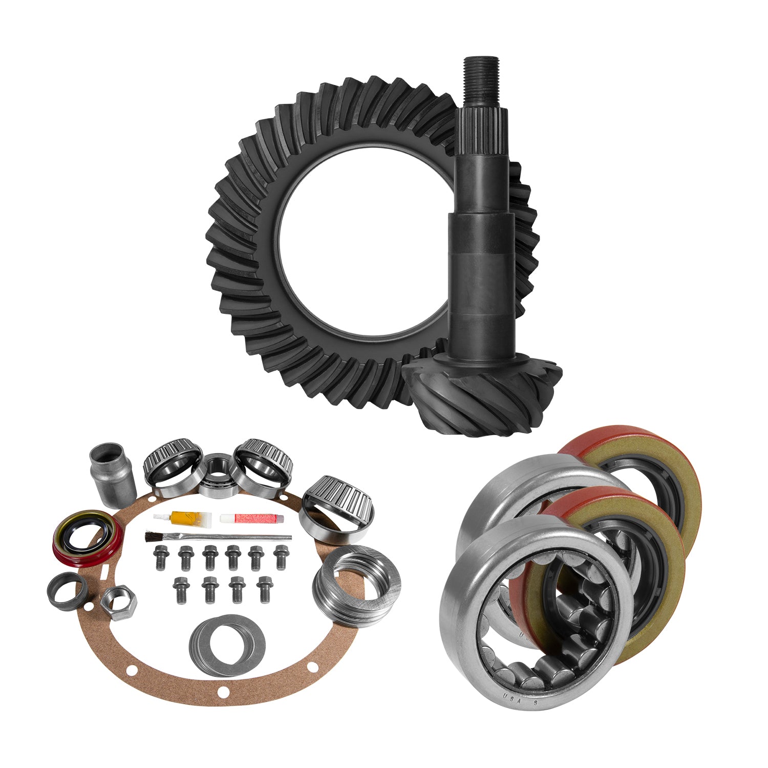 Yukon Gear and Axle YGK2210 - 8.2" GM 3.55 Rear Ring & Pinion, Install Kit, 2.25" OD Axle Bearings & Seals 8