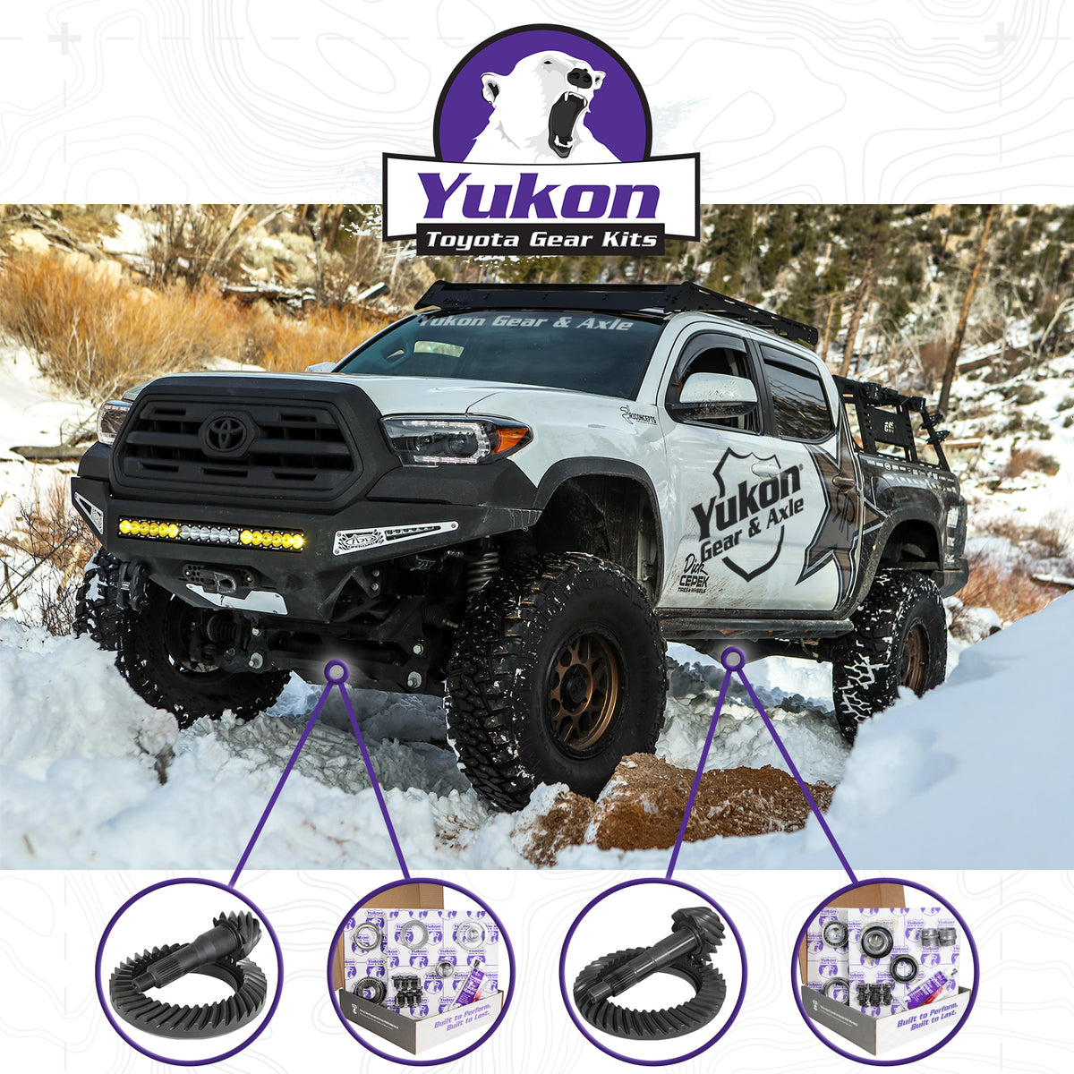 Yukon Gear and Axle YGKT005-456-4 - Ring & Pinion Gear Kit Package Front & Rear with Install Kits - Toyota 8.4/8"IFS 5