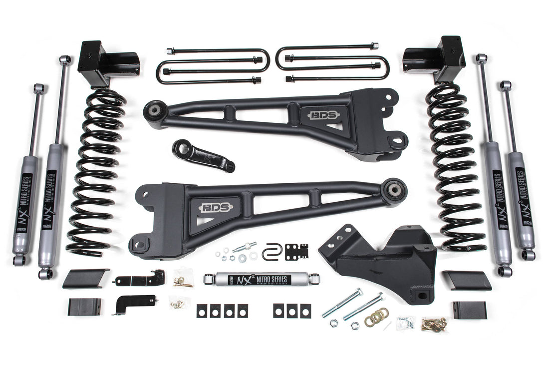 BDS Suspension NA BDS Suspension 1524H - 4 Inch Lift Kit w/ Radius Arm Ford F250/F350 Super Duty 17-19 4WD Diesel 5 Inch Block 3 Leaf Main NX2 Nitro Shocks