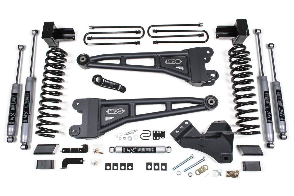 BDS Suspension NA BDS Suspension 1524H - 4 Inch Lift Kit w/ Radius Arm Ford F250/F350 Super Duty 17-19 4WD Diesel 5 Inch Block 3 Leaf Main NX2 Nitro Shocks