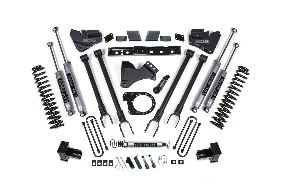 BDS Suspension NA BDS Suspension 1527H - 6 Inch Lift Kit 4-Link Conversion Ford F250/F350 Super Duty 17-19 4WD Diesel 5 Inch Block 2/2 Leaf Main NX2 Nitro Shocks