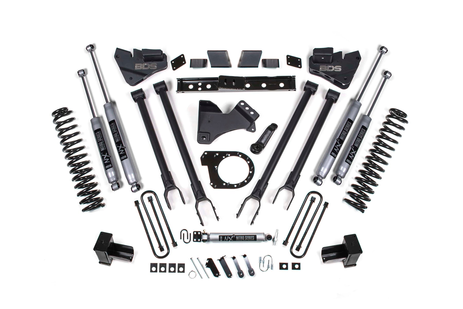 BDS Suspension NA BDS Suspension 1527H - 6 Inch Lift Kit 4-Link Conversion Ford F250/F350 Super Duty 17-19 4WD Diesel 5 Inch Block 2/2 Leaf Main NX2 Nitro Shocks