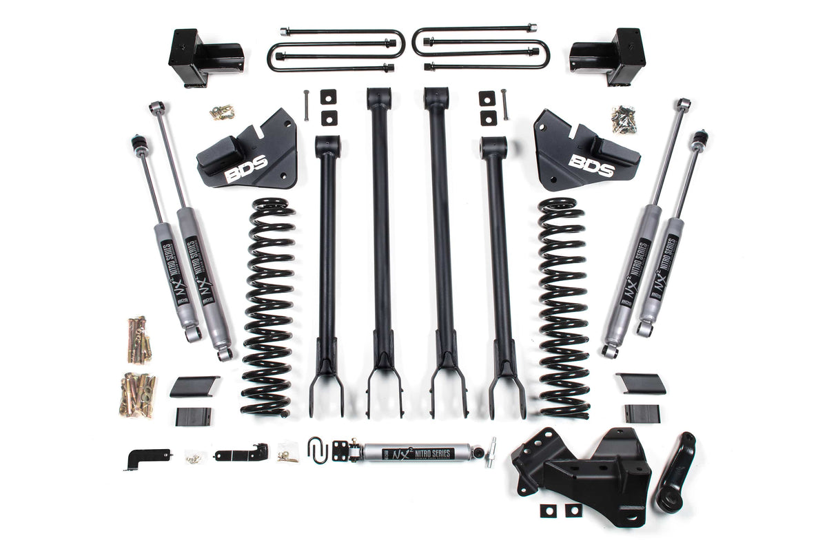 BDS Suspension NA BDS Suspension 1577H - 4 Inch Lift Kit w/ 4-Link Ford F350 Super Duty DRW 17-19 4WD Diesel NX2 Nitro Shocks
