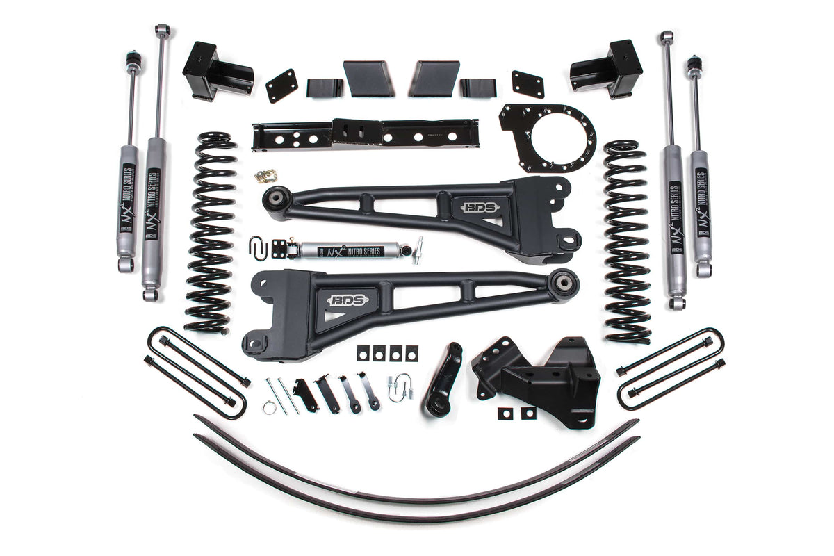 BDS Suspension NA BDS Suspension 1580FS - 6 Inch Lift Kit w/ Radius Arm Ford F250/F350 Super Duty 17-19 4WD Diesel 5 Inch Block 2 Leaf Main Fox 2.0 Performance Shocks