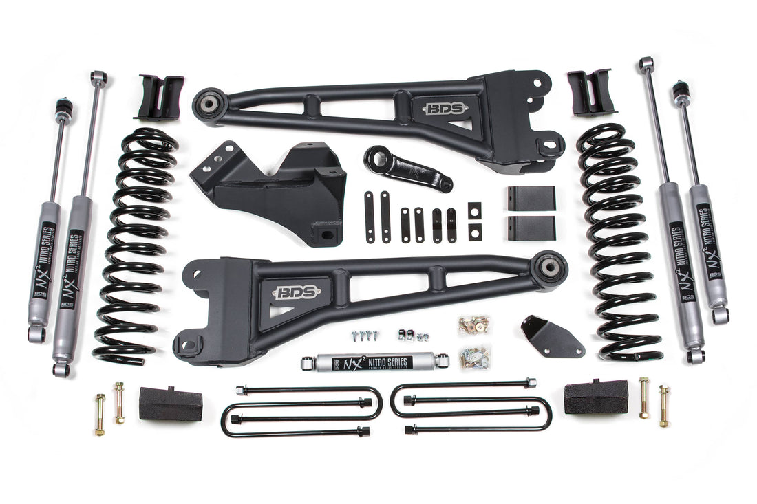 BDS Suspension NA BDS Suspension 1942H - 4 Inch Lift Kit w/ Radius Arm Ford F250/F350 Super Duty 08-10 4WD Gas Leaf Springs NX2 Nitro