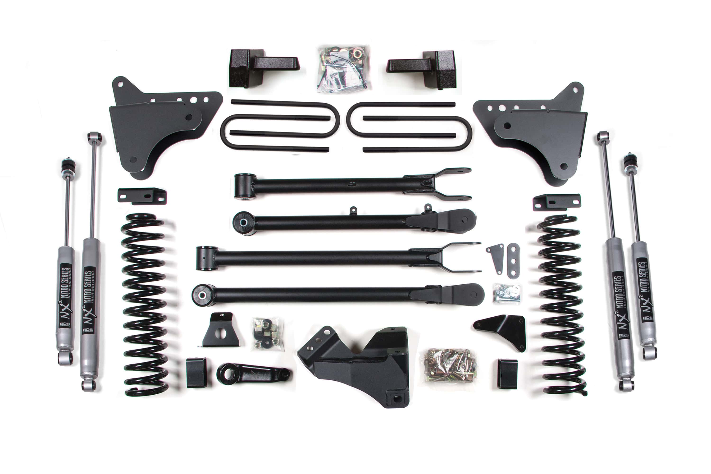 BDS Suspension NA BDS Suspension 339H - 6 Inch Lift Kit w/ 4-Link Ford F250/F350 Super Duty 05-07 4WD Gas 3 Inch Block Plus Add A Leaf Without Overload NX2 Nitro