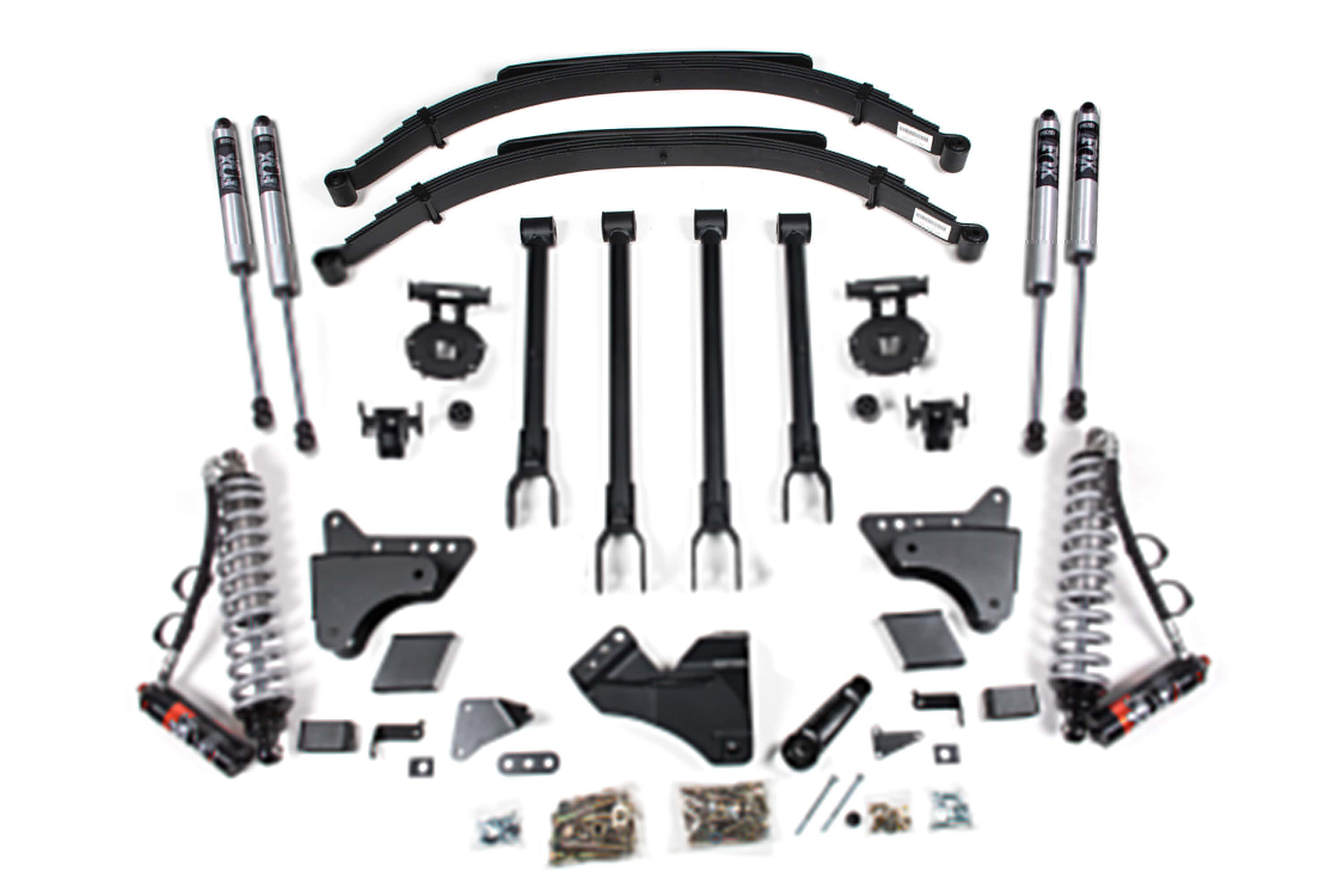 BDS Suspension NA BDS Suspension 596FPE - 6 Inch Lift Kit w/ 4-Link FOX 2.5 Performance Elite Coil-Over Conversion Ford F250/F350 Super Duty 11-16 4WD Diesel Factory 2 Inch Rear Blocks