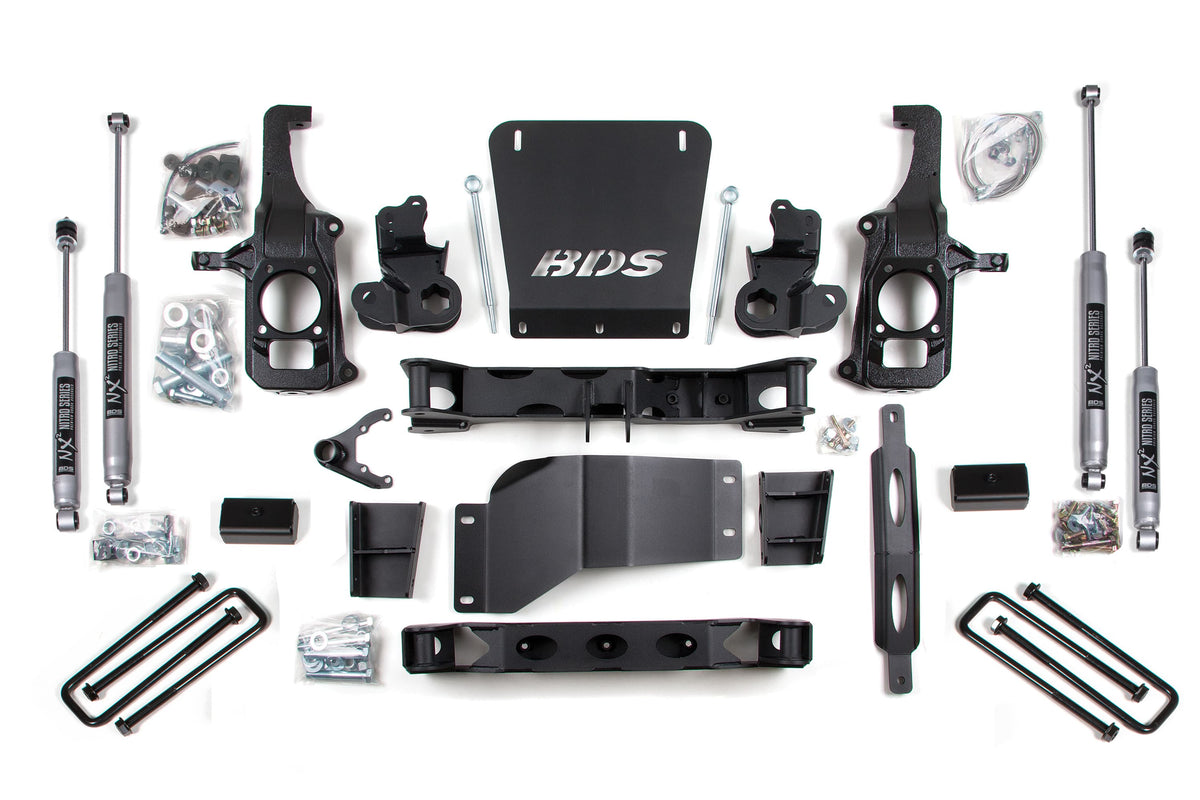 BDS Suspension NA BDS Suspension 197H - 6.5 Inch Lift Kit Silverado/Sierra 2500HD/3500 11-19 2/4WD 5 Inch Block with Overload NX2 Nitro Shocks