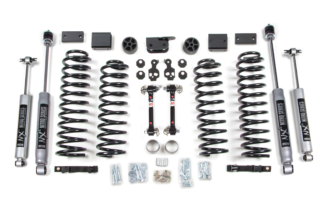 BDS Suspension NA BDS Suspension 1415H - 3 Inch Lift Kit Jeep Wrangler JK 12-18 2-Door Sway Bar Disconnects NX2 Nitro Shocks
