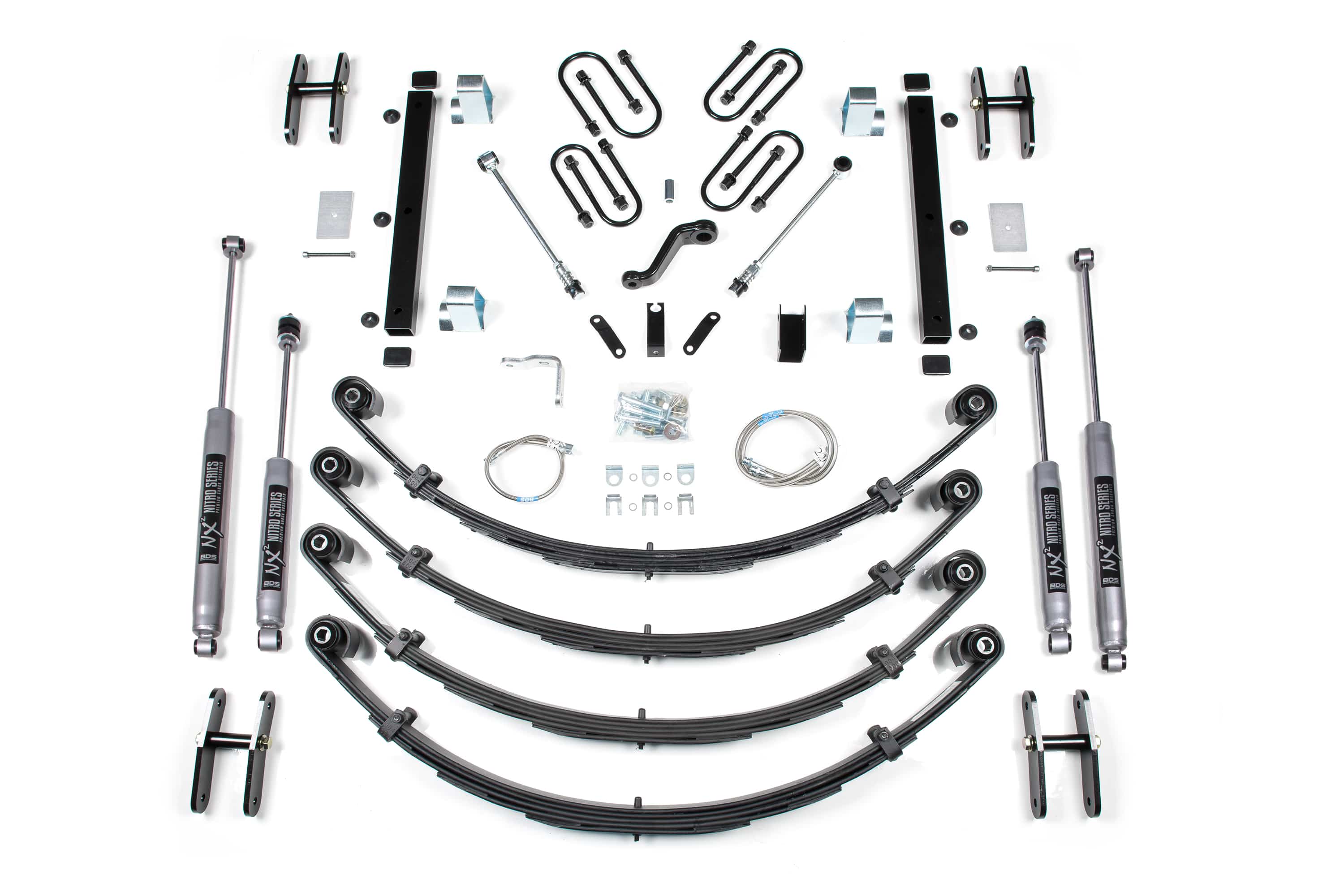 BDS Suspension NA BDS Suspension 412H - 4.5 Inch Lift Kit Jeep Wrangler YJ 87-95 Heavy Duty Leaf Spring NX2 Nitro