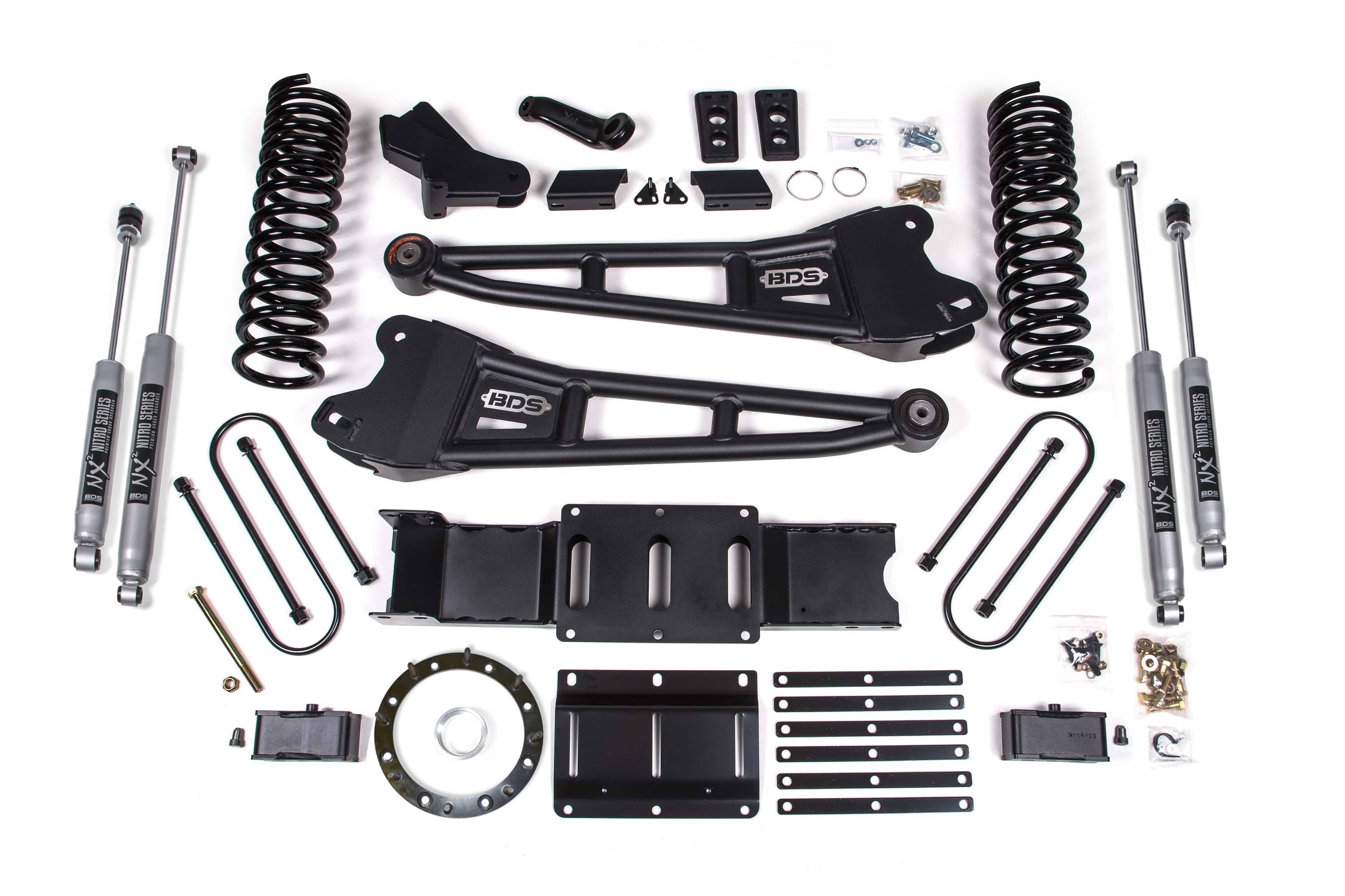 BDS Suspension NA BDS Suspension 1706H - 4 Inch Lift Kit w/ Radius Arm 2 Inch Rear Block Ram 3500 19-24 4WD Diesel Without Factory Rear Overload Leaf 8 Bolt NX2 Nitro Shocks
