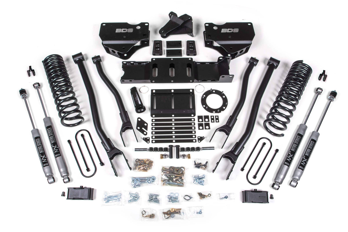 BDS Suspension NA BDS Suspension 1671FS - 4 Inch Lift Kit w/ 4-Link Ram 3500 19-24 4WD Diesel With Factory Rear Overload Leaf 6 Bolt Fox 2.0 Performance Shocks
