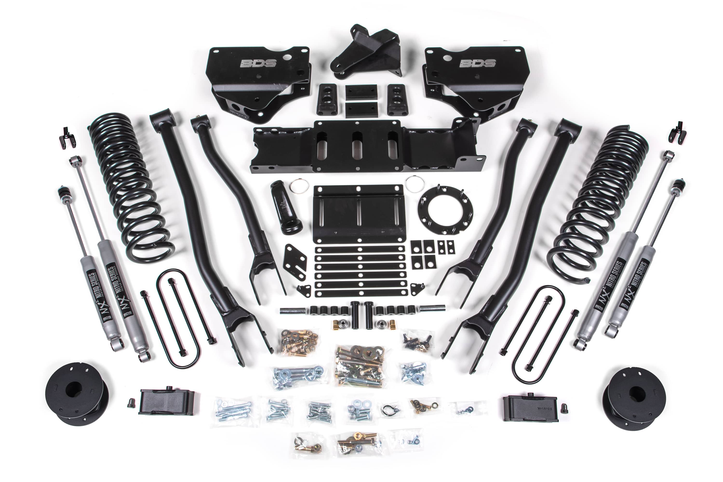BDS Suspension NA BDS Suspension 1721H - 4 Inch Lift Kit w/ 4-Link Ram 3500 w/ Rear Air Ride 19-24 4WD Diesel 8 Bolt NX2 Nitro Shocks