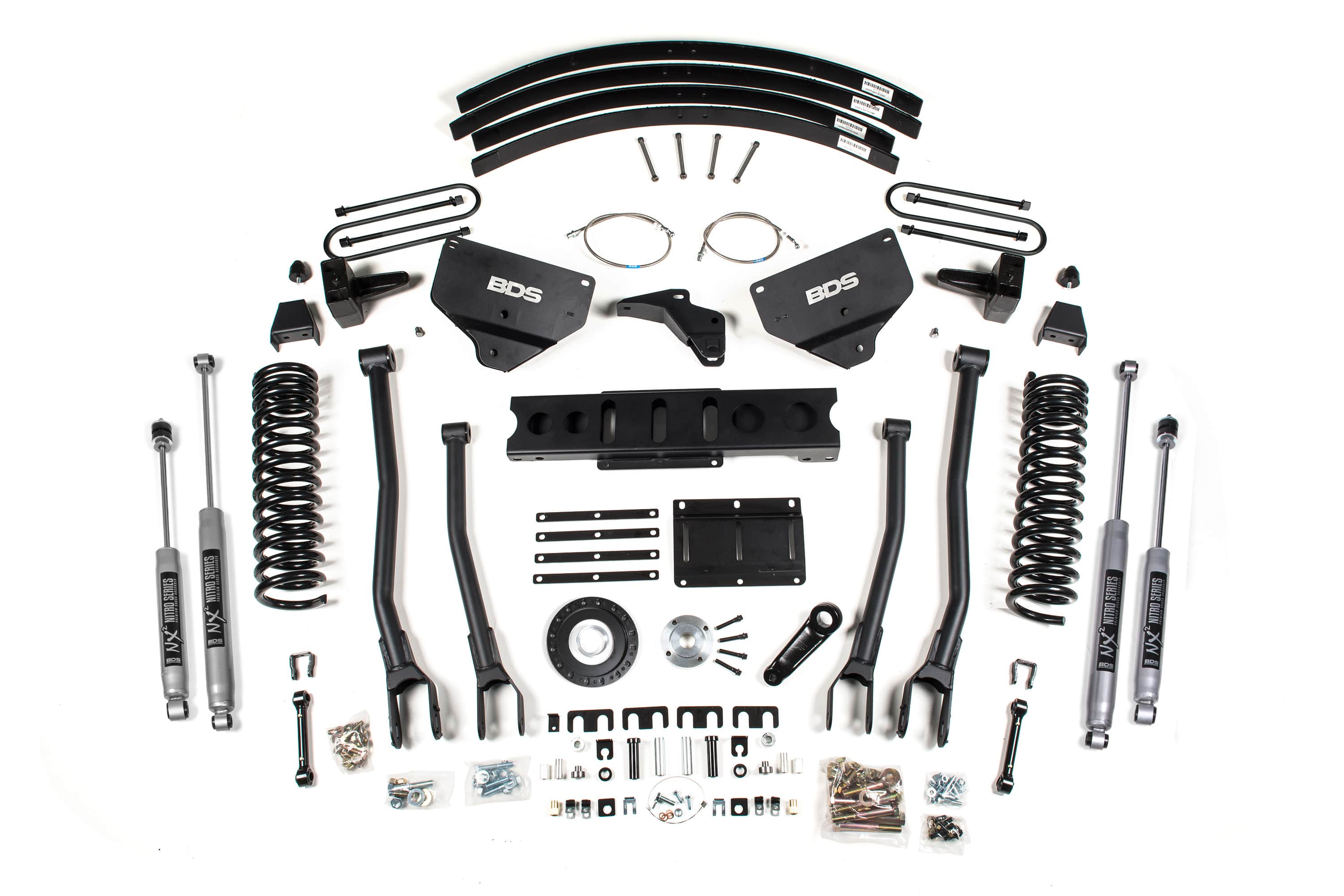 BDS Suspension NA BDS Suspension 1614H - 8 Inch Lift Kit w/ 4-Link Ram 3500 13-18 4WD Diesel Rear Lift Leaf Springs 6 Bolt Indexing Ring NX2 Nitro Shocks
