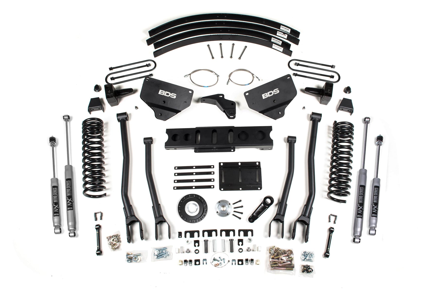 BDS Suspension NA BDS Suspension 1625FS - 8 Inch Lift Kit w/ 4-Link Ram 3500 13-18 4WD Diesel 5 Inch Block Add A Leaf 6 Bolt Indexing Ring Fox 2.0 Performance Shocks