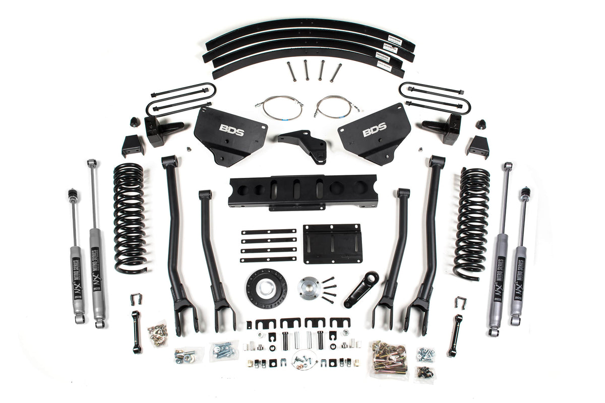BDS Suspension NA BDS Suspension 1625H - 8 Inch Lift Kit w/ 4-Link Ram 3500 13-18 4WD Diesel 5 Inch Block Add A Leaf 6 Bolt Indexing Ring NX2 Nitro Shocks