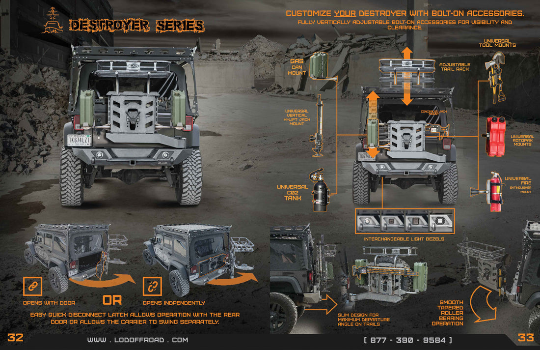 LoD Offroad JBC0701 - JK Destroyer Shorty RB w/ Tire Carrier 3