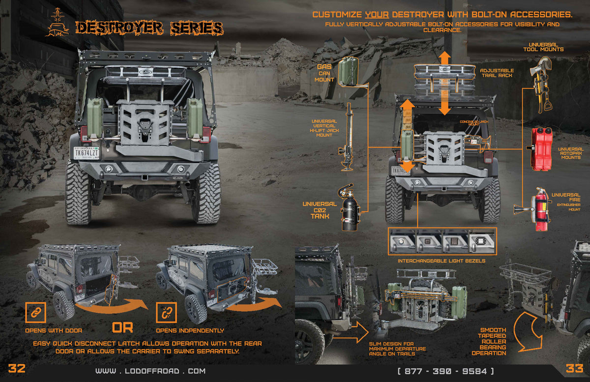 LoD Offroad JBC0701 - JK Destroyer Shorty RB w/ Tire Carrier 3